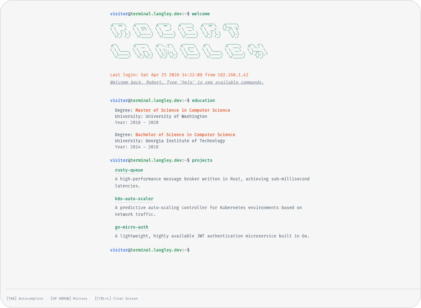 Terminal template preview